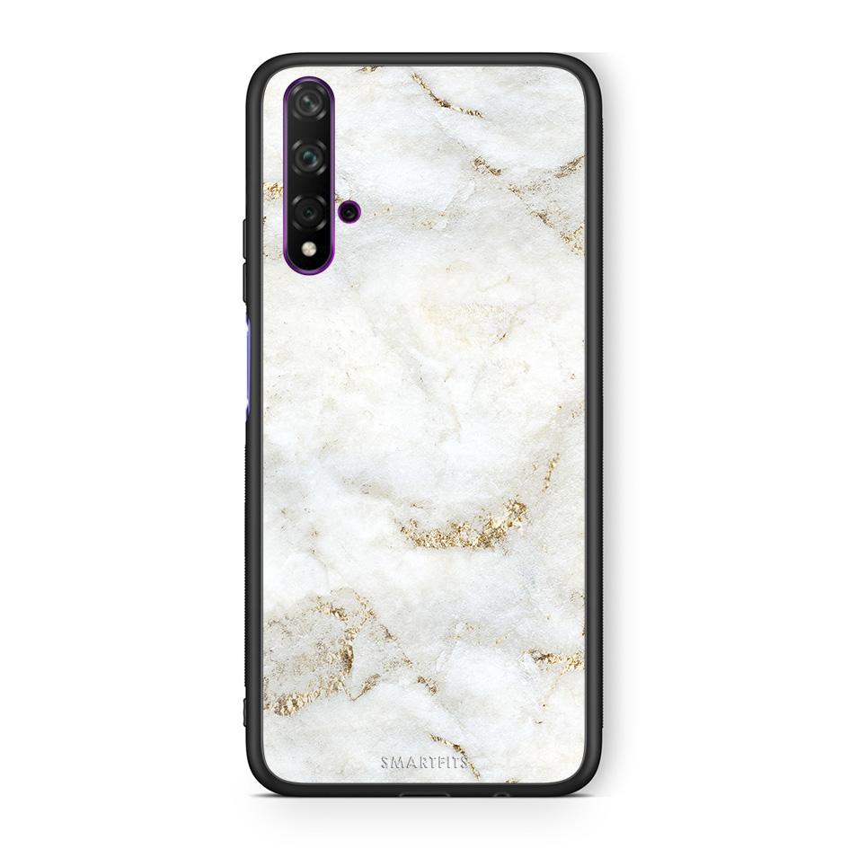 Huawei Nova 5T White Gold Marble θήκη από τη Smartfits με σχέδιο στο πίσω μέρος και μαύρο περίβλημα | Smartphone case with colorful back and black bezels by Smartfits