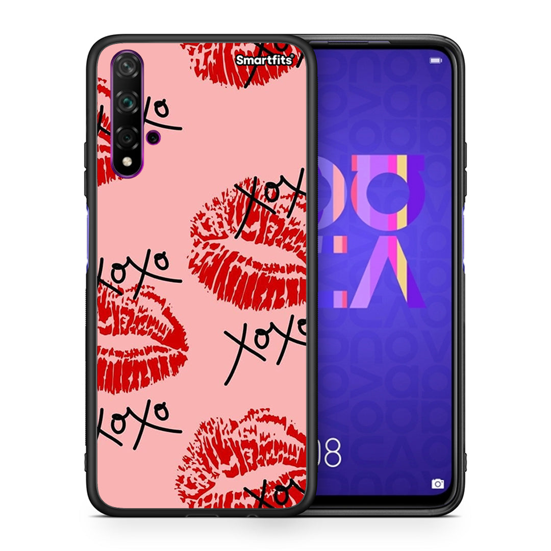 Θήκη Huawei Nova 5T/Honor 20 XOXO Lips από τη Smartfits με σχέδιο στο πίσω μέρος και μαύρο περίβλημα | Huawei Nova 5T/Honor 20 XOXO Lips case with colorful back and black bezels