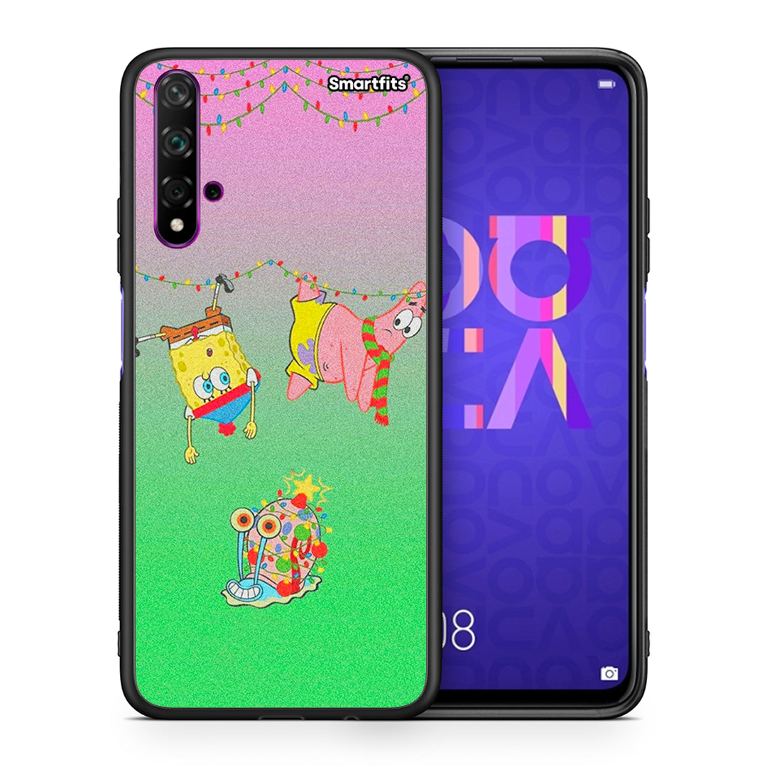 Θήκη Huawei Nova 5T/Honor 20 Xmas Lights από τη Smartfits με σχέδιο στο πίσω μέρος και μαύρο περίβλημα | Huawei Nova 5T/Honor 20 Xmas Lights case with colorful back and black bezels