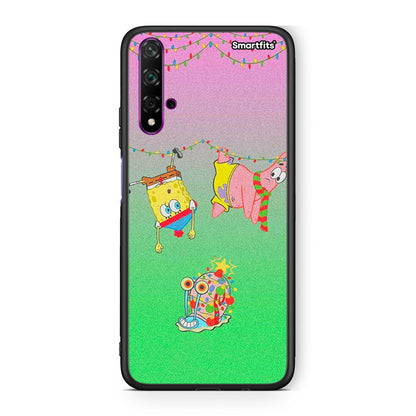 Huawei Nova 5T Xmas Lights θήκη από τη Smartfits με σχέδιο στο πίσω μέρος και μαύρο περίβλημα | Smartphone case with colorful back and black bezels by Smartfits