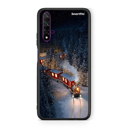 Huawei Nova 5T Xmas Train θήκη από τη Smartfits με σχέδιο στο πίσω μέρος και μαύρο περίβλημα | Smartphone case with colorful back and black bezels by Smartfits