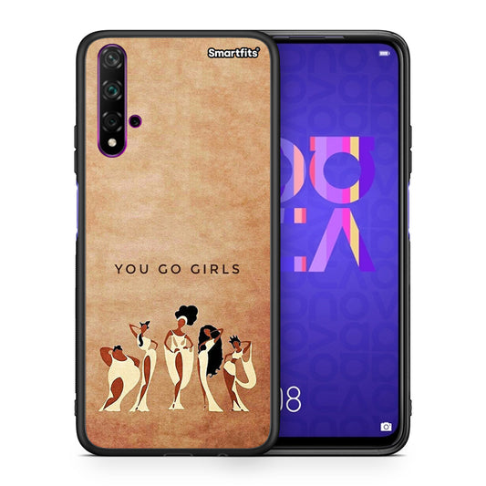 Θήκη Huawei Nova 5T/Honor 20 You Go Girl από τη Smartfits με σχέδιο στο πίσω μέρος και μαύρο περίβλημα | Huawei Nova 5T/Honor 20 You Go Girl case with colorful back and black bezels