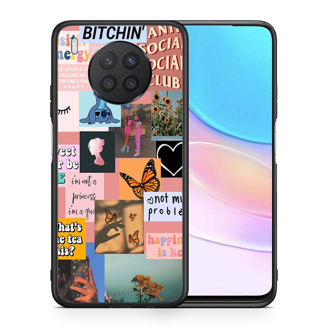 Θήκη Αγίου Βαλεντίνου Huawei Nova 8i / Honor 50 Lite Collage Bitchin από τη Smartfits με σχέδιο στο πίσω μέρος και μαύρο περίβλημα | Huawei Nova 8i / Honor 50 Lite Collage Bitchin case with colorful back and black bezels