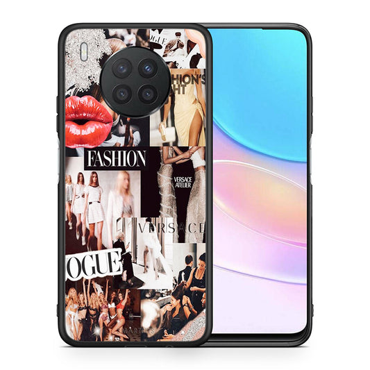 Θήκη Αγίου Βαλεντίνου Huawei Nova 8i / Honor 50 Lite Collage Fashion από τη Smartfits με σχέδιο στο πίσω μέρος και μαύρο περίβλημα | Huawei Nova 8i / Honor 50 Lite Collage Fashion case with colorful back and black bezels