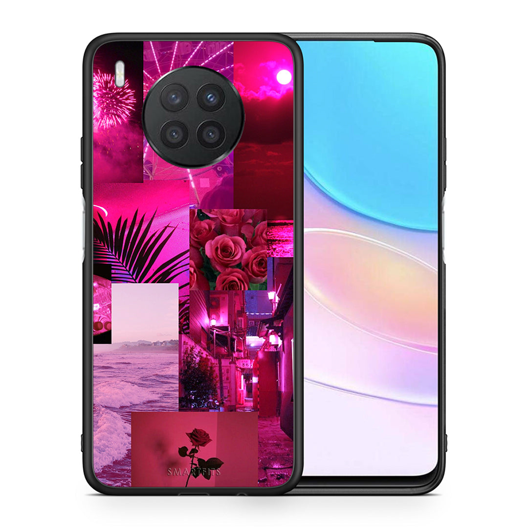 Θήκη Αγίου Βαλεντίνου Huawei Nova 8i / Honor 50 Lite Collage Red Roses από τη Smartfits με σχέδιο στο πίσω μέρος και μαύρο περίβλημα | Huawei Nova 8i / Honor 50 Lite Collage Red Roses case with colorful back and black bezels