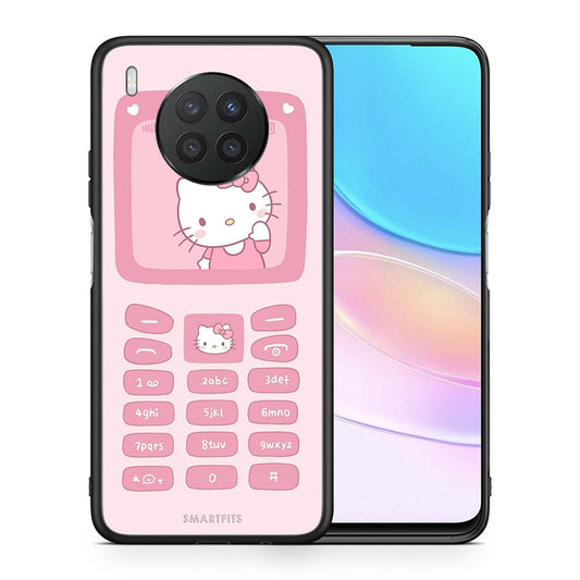 Θήκη Αγίου Βαλεντίνου Huawei Nova 8i / Honor 50 Lite Hello Kitten από τη Smartfits με σχέδιο στο πίσω μέρος και μαύρο περίβλημα | Huawei Nova 8i / Honor 50 Lite Hello Kitten case with colorful back and black bezels