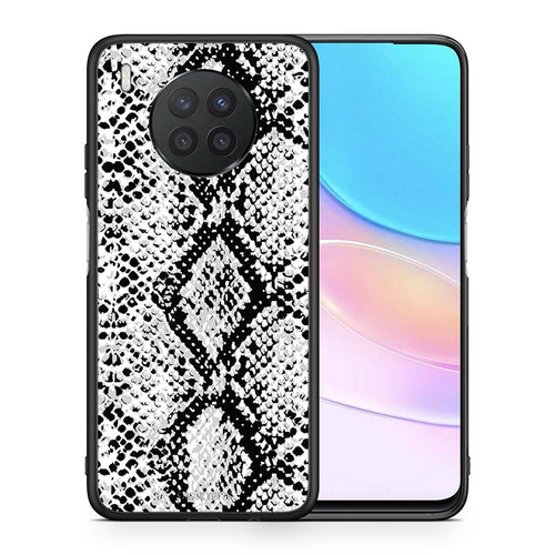 Θήκη Huawei Nova 8i / Honor 50 Lite White Snake Animal από τη Smartfits με σχέδιο στο πίσω μέρος και μαύρο περίβλημα | Huawei Nova 8i / Honor 50 Lite White Snake Animal case with colorful back and black bezels