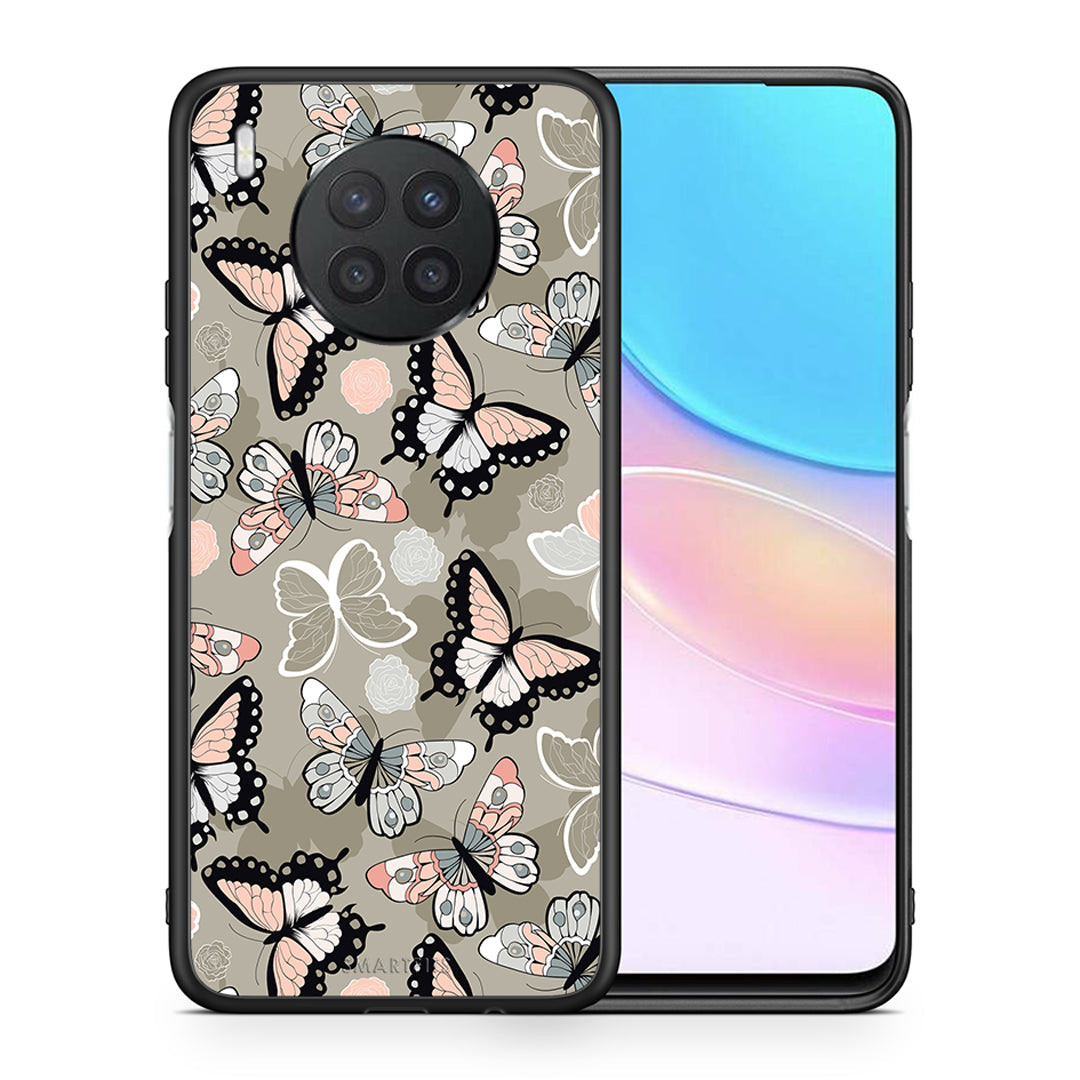 Θήκη Huawei Nova 8i / Honor 50 Lite Butterflies Boho από τη Smartfits με σχέδιο στο πίσω μέρος και μαύρο περίβλημα | Huawei Nova 8i / Honor 50 Lite Butterflies Boho case with colorful back and black bezels