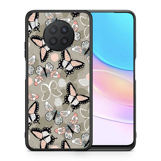 Θήκη Huawei Nova 8i / Honor 50 Lite Butterflies Boho από τη Smartfits με σχέδιο στο πίσω μέρος και μαύρο περίβλημα | Huawei Nova 8i / Honor 50 Lite Butterflies Boho case with colorful back and black bezels