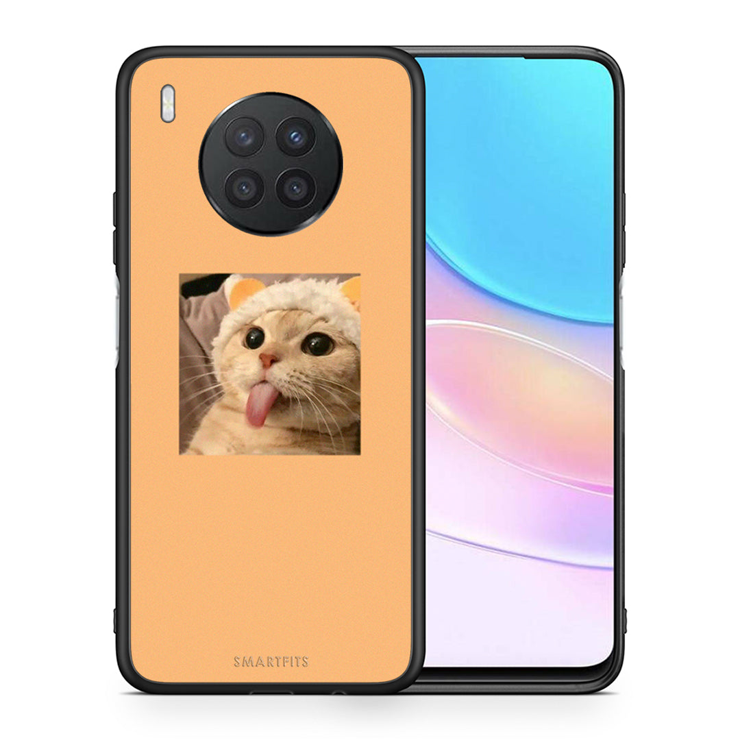 Θήκη Huawei Nova 8i / Honor 50 Lite Cat Tongue από τη Smartfits με σχέδιο στο πίσω μέρος και μαύρο περίβλημα | Huawei Nova 8i / Honor 50 Lite Cat Tongue case with colorful back and black bezels
