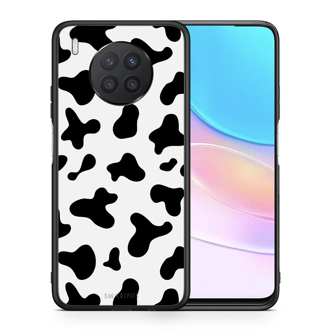 Θήκη Huawei Nova 8i / Honor 50 Lite Cow Print από τη Smartfits με σχέδιο στο πίσω μέρος και μαύρο περίβλημα | Huawei Nova 8i / Honor 50 Lite Cow Print case with colorful back and black bezels