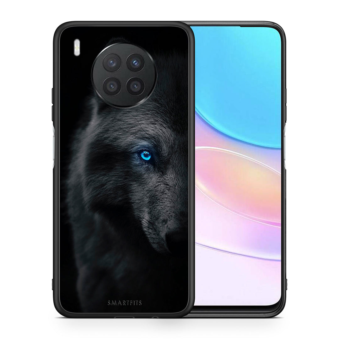 Θήκη Huawei Nova 8i / Honor 50 Lite Dark Wolf από τη Smartfits με σχέδιο στο πίσω μέρος και μαύρο περίβλημα | Huawei Nova 8i / Honor 50 Lite Dark Wolf case with colorful back and black bezels