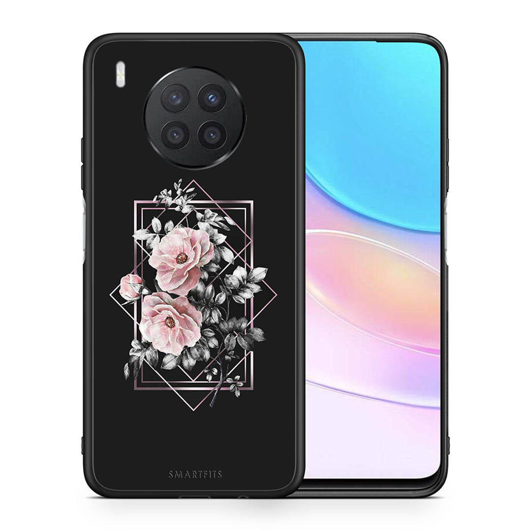Θήκη Huawei Nova 8i / Honor 50 Lite Frame Flower από τη Smartfits με σχέδιο στο πίσω μέρος και μαύρο περίβλημα | Huawei Nova 8i / Honor 50 Lite Frame Flower case with colorful back and black bezels