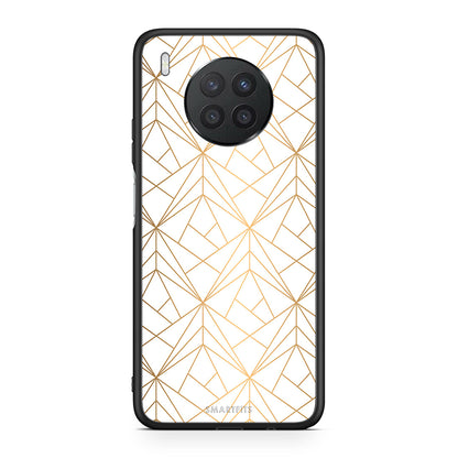 111 - Huawei Nova 8i / Honor 50 Lite Luxury White Geometric case, cover, bumper