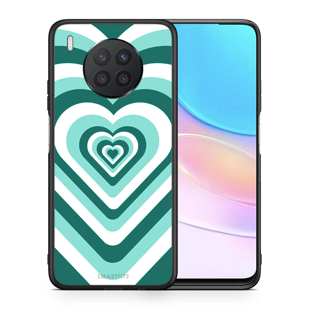 Θήκη Huawei Nova 8i / Honor 50 Lite Green Hearts από τη Smartfits με σχέδιο στο πίσω μέρος και μαύρο περίβλημα | Huawei Nova 8i / Honor 50 Lite Green Hearts case with colorful back and black bezels