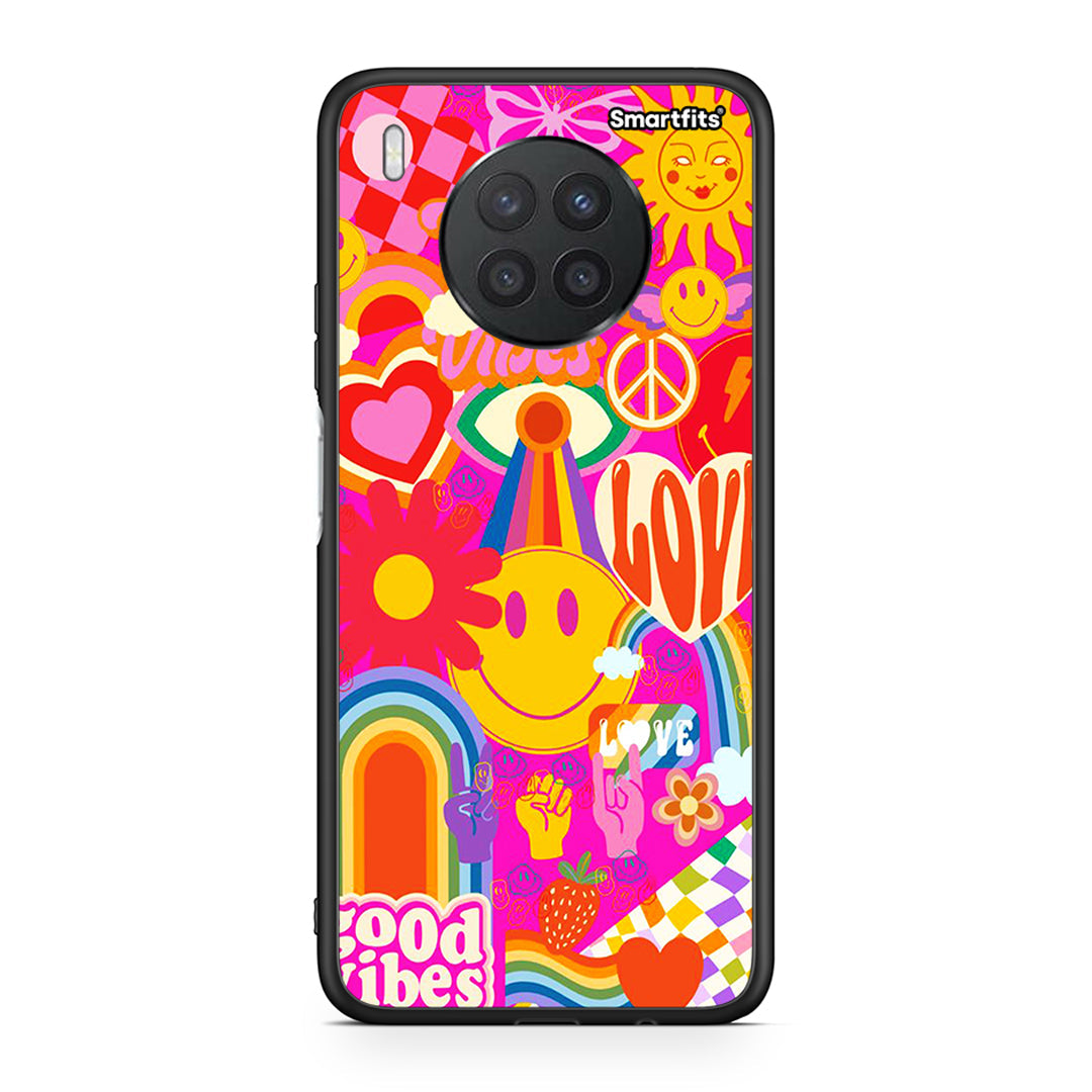 Huawei Nova 8i / Honor 50 Lite Hippie Love θήκη από τη Smartfits με σχέδιο στο πίσω μέρος και μαύρο περίβλημα | Smartphone case with colorful back and black bezels by Smartfits