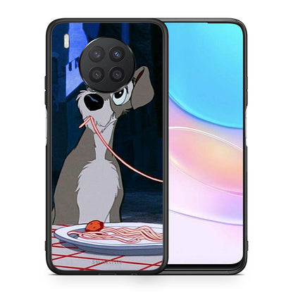 Θήκη Αγίου Βαλεντίνου Huawei Nova 8i / Honor 50 Lite Lady And Tramp 1 από τη Smartfits με σχέδιο στο πίσω μέρος και μαύρο περίβλημα | Huawei Nova 8i / Honor 50 Lite Lady And Tramp 1 case with colorful back and black bezels