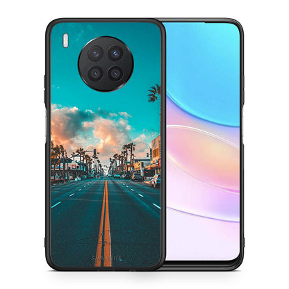 Θήκη Huawei Nova 8i / Honor 50 Lite City Landscape από τη Smartfits με σχέδιο στο πίσω μέρος και μαύρο περίβλημα | Huawei Nova 8i / Honor 50 Lite City Landscape case with colorful back and black bezels