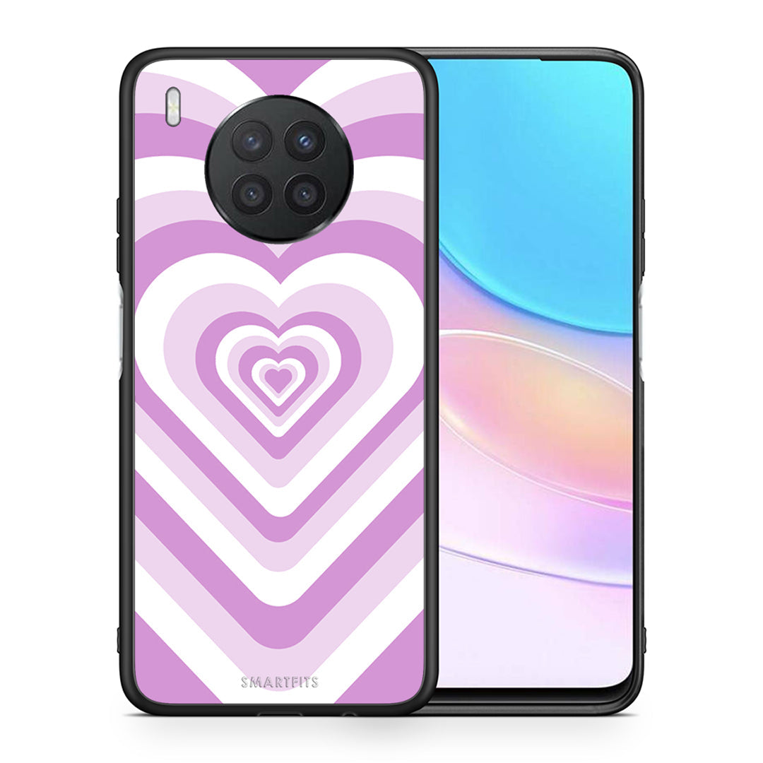 Θήκη Huawei Nova 8i / Honor 50 Lite Lilac Hearts από τη Smartfits με σχέδιο στο πίσω μέρος και μαύρο περίβλημα | Huawei Nova 8i / Honor 50 Lite Lilac Hearts case with colorful back and black bezels