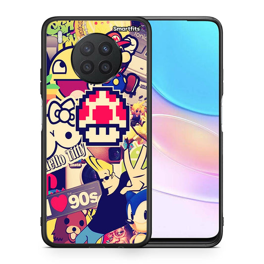 Θήκη Huawei Nova 8i / Honor 50 Lite Love The 90s από τη Smartfits με σχέδιο στο πίσω μέρος και μαύρο περίβλημα | Huawei Nova 8i / Honor 50 Lite Love The 90s case with colorful back and black bezels