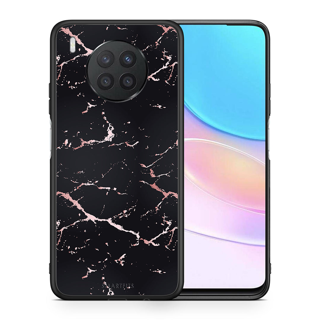 Θήκη Huawei Nova 8i / Honor 50 Lite Black Rosegold Marble από τη Smartfits με σχέδιο στο πίσω μέρος και μαύρο περίβλημα | Huawei Nova 8i / Honor 50 Lite Black Rosegold Marble case with colorful back and black bezels
