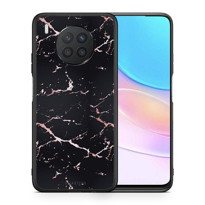 Θήκη Huawei Nova 8i / Honor 50 Lite Black Rosegold Marble από τη Smartfits με σχέδιο στο πίσω μέρος και μαύρο περίβλημα | Huawei Nova 8i / Honor 50 Lite Black Rosegold Marble case with colorful back and black bezels