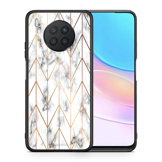 Θήκη Huawei Nova 8i / Honor 50 Lite Gold Geometric Marble από τη Smartfits με σχέδιο στο πίσω μέρος και μαύρο περίβλημα | Huawei Nova 8i / Honor 50 Lite Gold Geometric Marble case with colorful back and black bezels