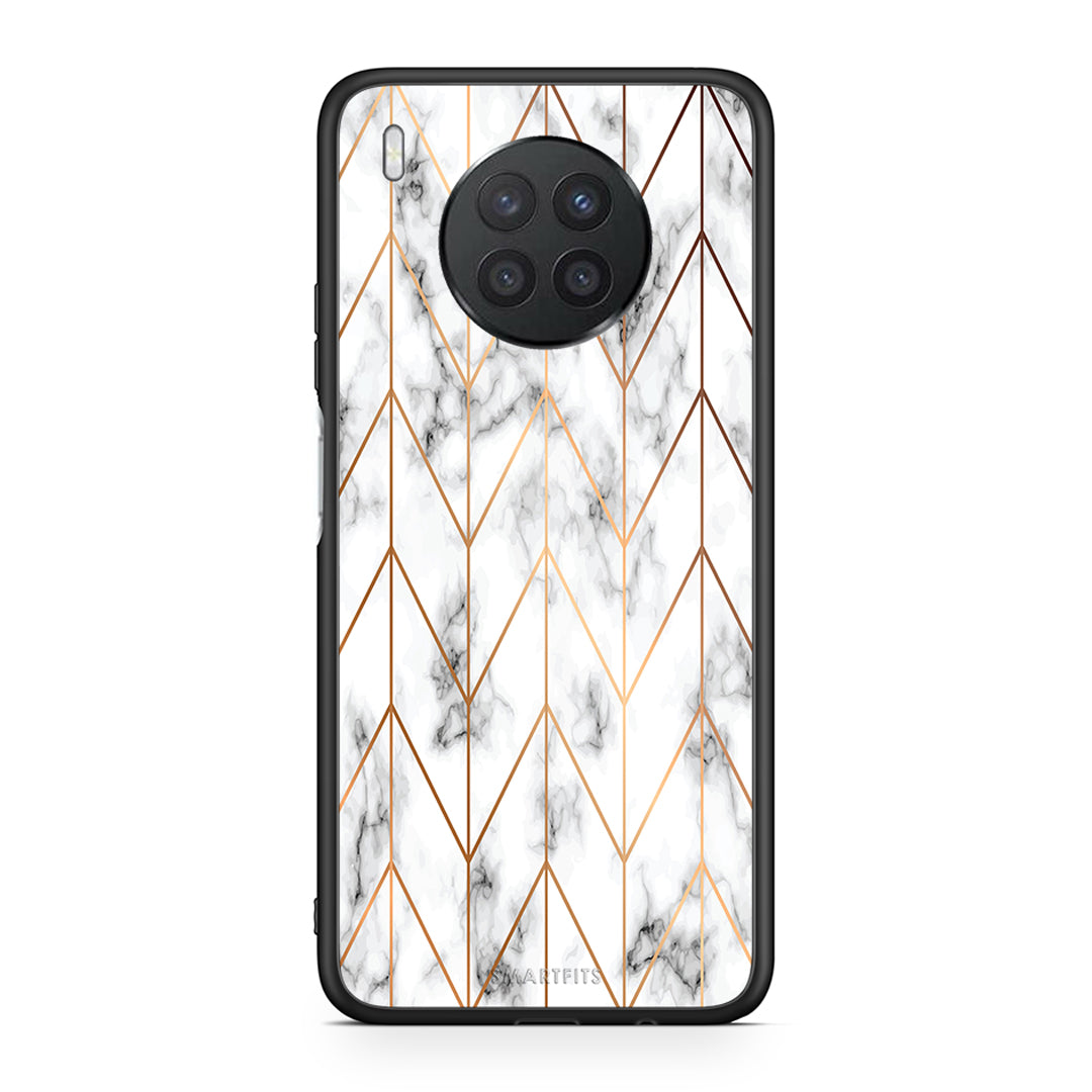 44 - Huawei Nova 8i / Honor 50 Lite Gold Geometric Marble case, cover, bumper