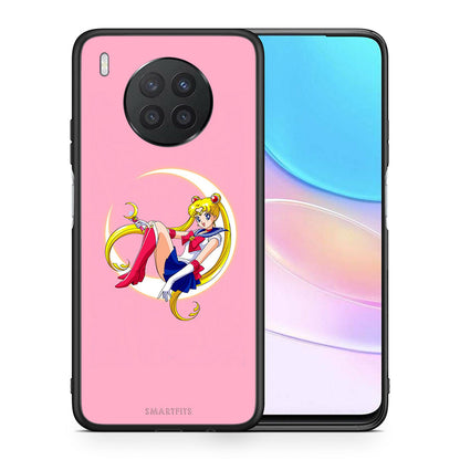 Θήκη Huawei Nova 8i / Honor 50 Lite Moon Girl από τη Smartfits με σχέδιο στο πίσω μέρος και μαύρο περίβλημα | Huawei Nova 8i / Honor 50 Lite Moon Girl case with colorful back and black bezels