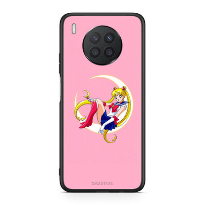 Huawei Nova 8i / Honor 50 Lite Moon Girl θήκη από τη Smartfits με σχέδιο στο πίσω μέρος και μαύρο περίβλημα | Smartphone case with colorful back and black bezels by Smartfits