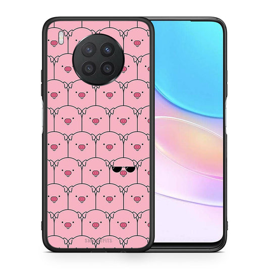 Θήκη Huawei Nova 8i / Honor 50 Lite Pig Glasses από τη Smartfits με σχέδιο στο πίσω μέρος και μαύρο περίβλημα | Huawei Nova 8i / Honor 50 Lite Pig Glasses case with colorful back and black bezels