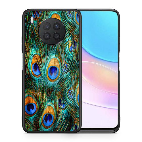 Θήκη Huawei Nova 8i / Honor 50 Lite Real Peacock Feathers από τη Smartfits με σχέδιο στο πίσω μέρος και μαύρο περίβλημα | Huawei Nova 8i / Honor 50 Lite Real Peacock Feathers case with colorful back and black bezels