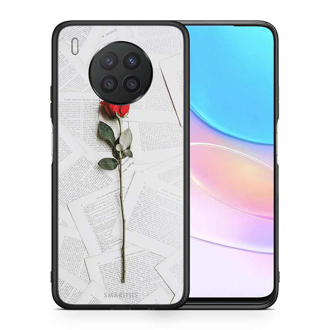 Θήκη Huawei Nova 8i / Honor 50 Lite Red Rose από τη Smartfits με σχέδιο στο πίσω μέρος και μαύρο περίβλημα | Huawei Nova 8i / Honor 50 Lite Red Rose case with colorful back and black bezels