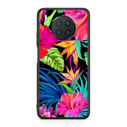 Huawei Nova 8i / Honor 50 Lite Tropical Flowers θήκη από τη Smartfits με σχέδιο στο πίσω μέρος και μαύρο περίβλημα | Smartphone case with colorful back and black bezels by Smartfits