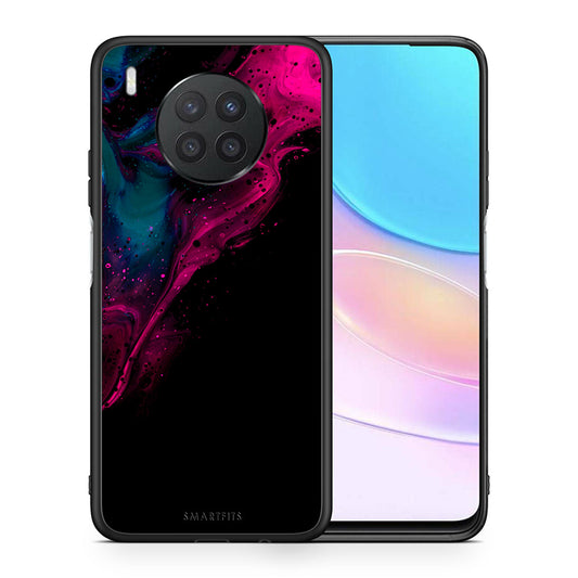 Θήκη Huawei Nova 8i / Honor 50 Lite Pink Black Watercolor από τη Smartfits με σχέδιο στο πίσω μέρος και μαύρο περίβλημα | Huawei Nova 8i / Honor 50 Lite Pink Black Watercolor case with colorful back and black bezels