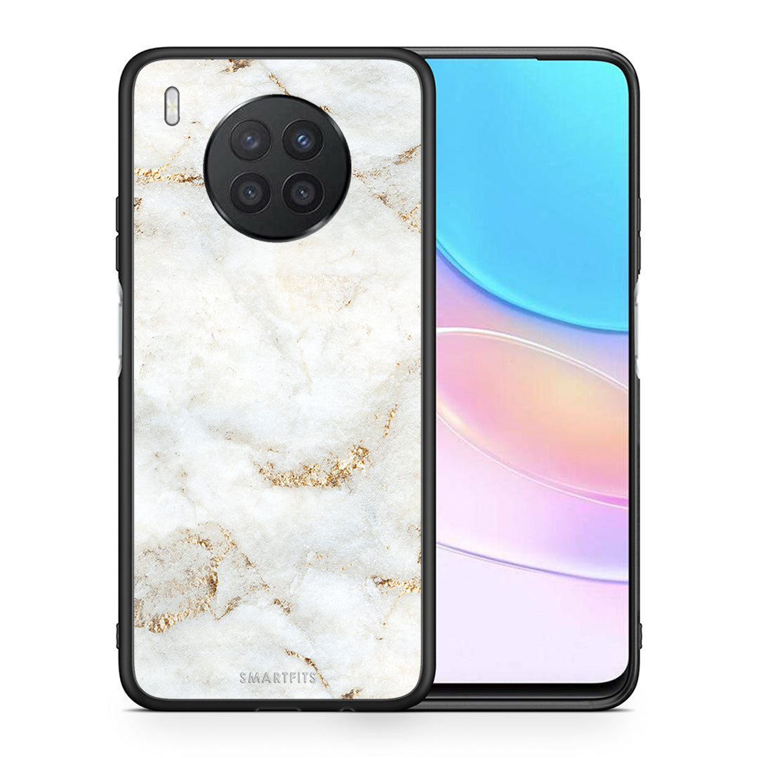Θήκη Huawei Nova 8i / Honor 50 Lite White Gold Marble από τη Smartfits με σχέδιο στο πίσω μέρος και μαύρο περίβλημα | Huawei Nova 8i / Honor 50 Lite White Gold Marble case with colorful back and black bezels