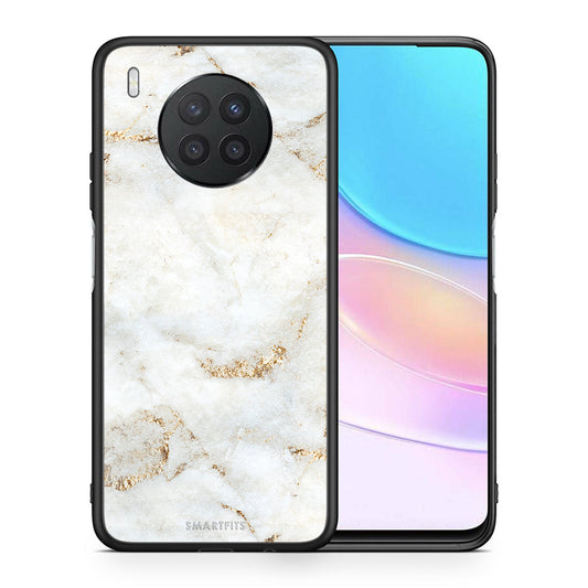 Θήκη Huawei Nova 8i / Honor 50 Lite White Gold Marble από τη Smartfits με σχέδιο στο πίσω μέρος και μαύρο περίβλημα | Huawei Nova 8i / Honor 50 Lite White Gold Marble case with colorful back and black bezels