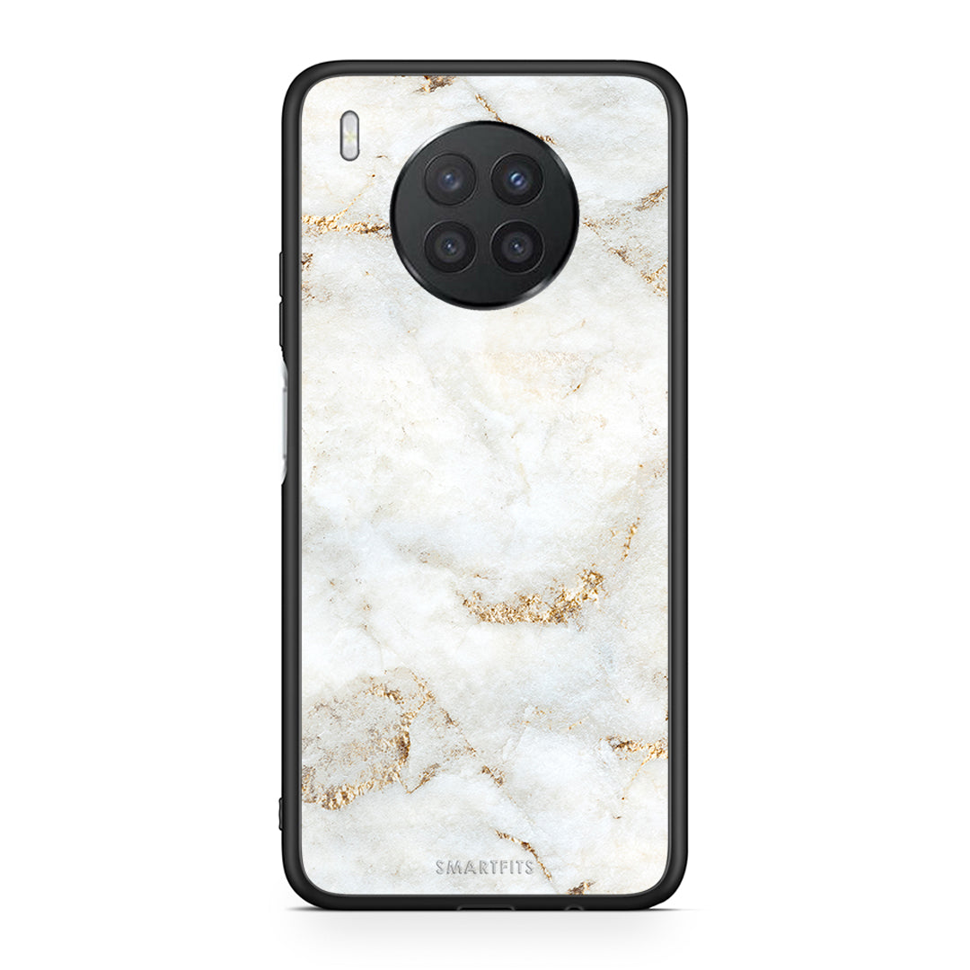 Huawei Nova 8i / Honor 50 Lite White Gold Marble θήκη από τη Smartfits με σχέδιο στο πίσω μέρος και μαύρο περίβλημα | Smartphone case with colorful back and black bezels by Smartfits