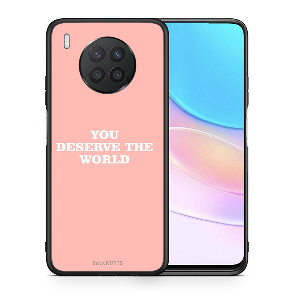 Θήκη Αγίου Βαλεντίνου Huawei Nova 8i / Honor 50 Lite You Deserve The World από τη Smartfits με σχέδιο στο πίσω μέρος και μαύρο περίβλημα | Huawei Nova 8i / Honor 50 Lite You Deserve The World case with colorful back and black bezels