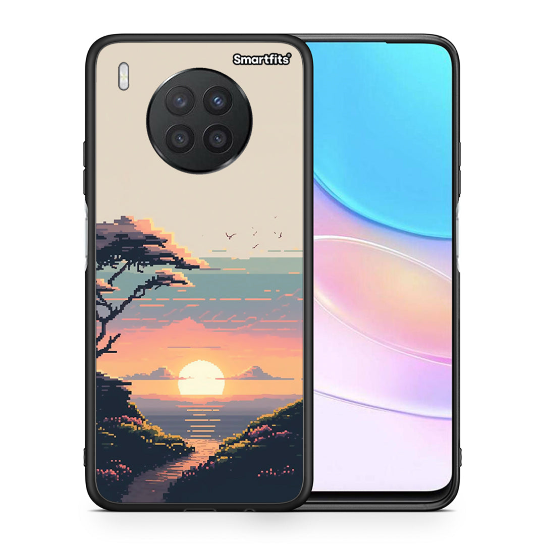 Θήκη Huawei Nova 8i / Honor 50 Lite Pixel Sunset από τη Smartfits με σχέδιο στο πίσω μέρος και μαύρο περίβλημα | Huawei Nova 8i / Honor 50 Lite Pixel Sunset case with colorful back and black bezels