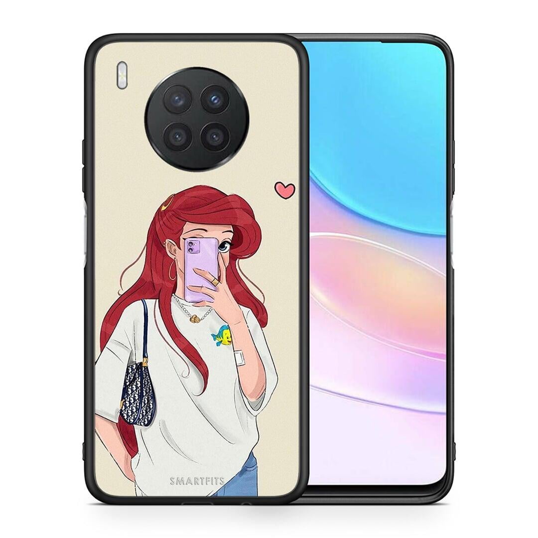 Θήκη Huawei Nova 8i / Honor 50 Lite Walking Mermaid από τη Smartfits με σχέδιο στο πίσω μέρος και μαύρο περίβλημα | Huawei Nova 8i / Honor 50 Lite Walking Mermaid case with colorful back and black bezels