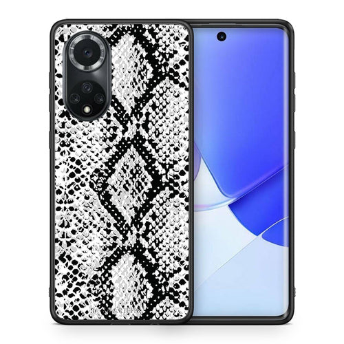 Θήκη Huawei Nova 9/Honor 50 White Snake Animal από τη Smartfits με σχέδιο στο πίσω μέρος και μαύρο περίβλημα | Huawei Nova 9/Honor 50 White Snake Animal case with colorful back and black bezels