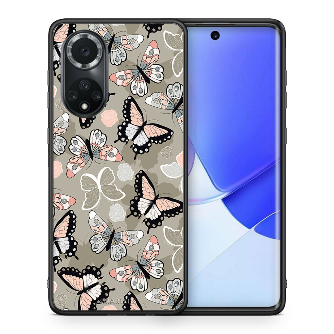 Θήκη Huawei Nova 9/Honor 50 Butterflies Boho από τη Smartfits με σχέδιο στο πίσω μέρος και μαύρο περίβλημα | Huawei Nova 9/Honor 50 Butterflies Boho case with colorful back and black bezels
