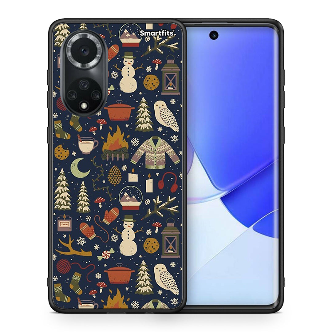 Θήκη Huawei Nova 9/Honor 50 Christmas Elements από τη Smartfits με σχέδιο στο πίσω μέρος και μαύρο περίβλημα | Huawei Nova 9/Honor 50 Christmas Elements case with colorful back and black bezels