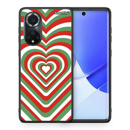 Θήκη Huawei Nova 9/Honor 50 Christmas Hearts από τη Smartfits με σχέδιο στο πίσω μέρος και μαύρο περίβλημα | Huawei Nova 9/Honor 50 Christmas Hearts case with colorful back and black bezels