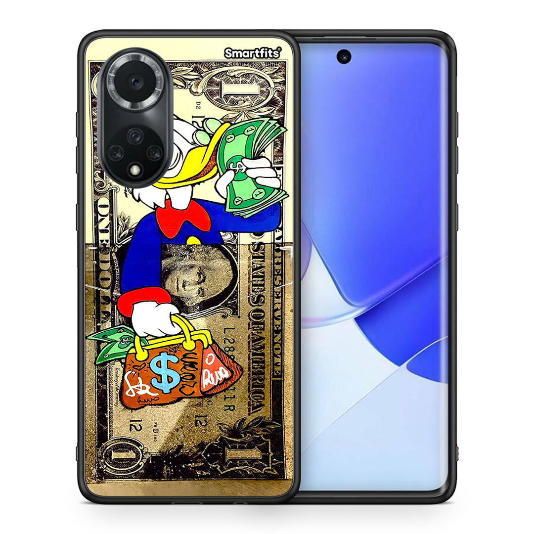 Θήκη Huawei Nova 9 / Honor 50 Duck Money από τη Smartfits με σχέδιο στο πίσω μέρος και μαύρο περίβλημα | Huawei Nova 9 / Honor 50 Duck Money case with colorful back and black bezels