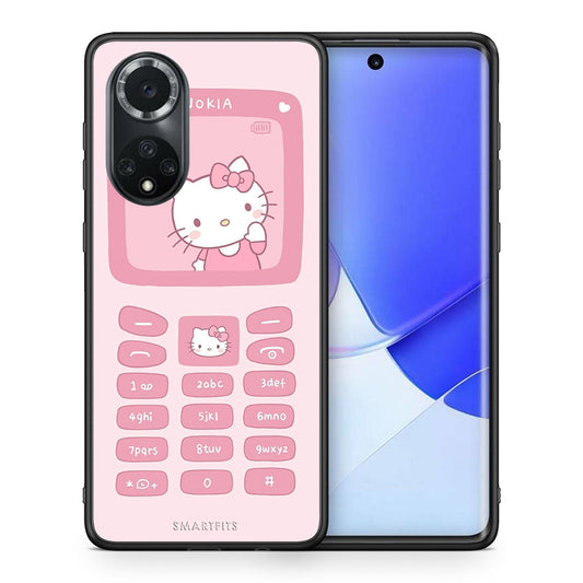 Θήκη Αγίου Βαλεντίνου Huawei Nova 9 / Honor 50 Hello Kitten από τη Smartfits με σχέδιο στο πίσω μέρος και μαύρο περίβλημα | Huawei Nova 9 / Honor 50 Hello Kitten case with colorful back and black bezels