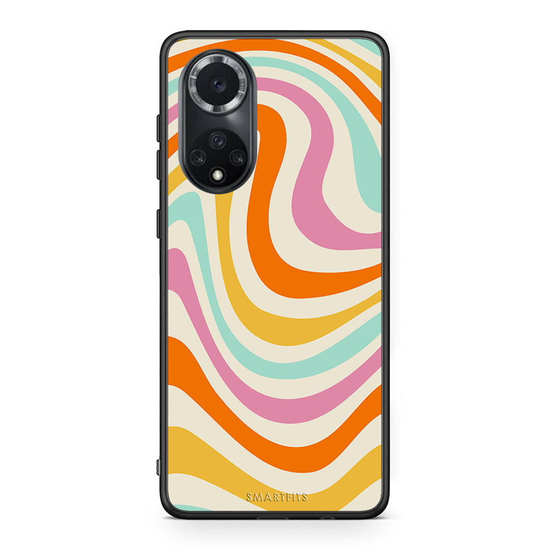 Huawei Nova 9/Honor 50 Colourful Waves θήκη από τη Smartfits με σχέδιο στο πίσω μέρος και μαύρο περίβλημα | Smartphone case with colorful back and black bezels by Smartfits