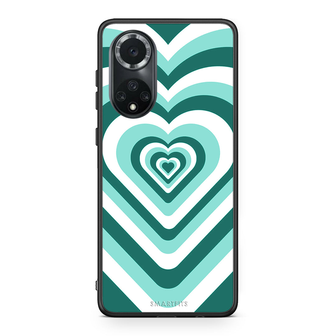 Huawei Nova 9/Honor 50 Green Hearts θήκη από τη Smartfits με σχέδιο στο πίσω μέρος και μαύρο περίβλημα | Smartphone case with colorful back and black bezels by Smartfits