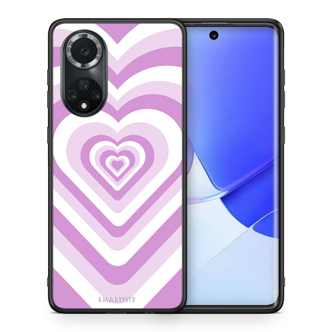 Θήκη Huawei Nova 9/Honor 50 Lilac Hearts από τη Smartfits με σχέδιο στο πίσω μέρος και μαύρο περίβλημα | Huawei Nova 9/Honor 50 Lilac Hearts case with colorful back and black bezels